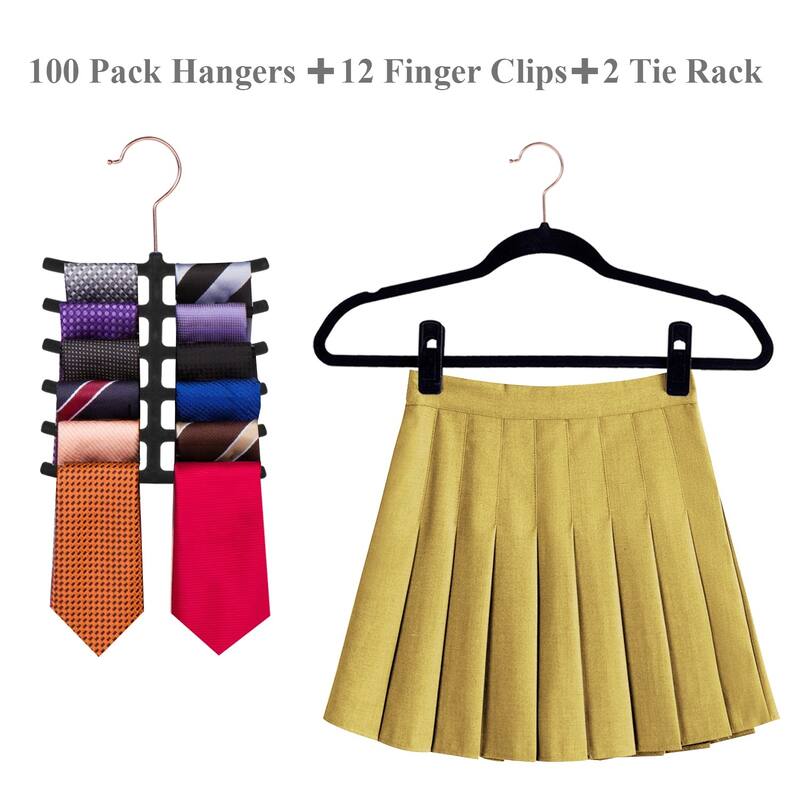 100 Pack Hanger Sets Heavy Duty Velvet Hangers Non Slip &Ultra Thin, Six Colors Option Clothes Hangers
