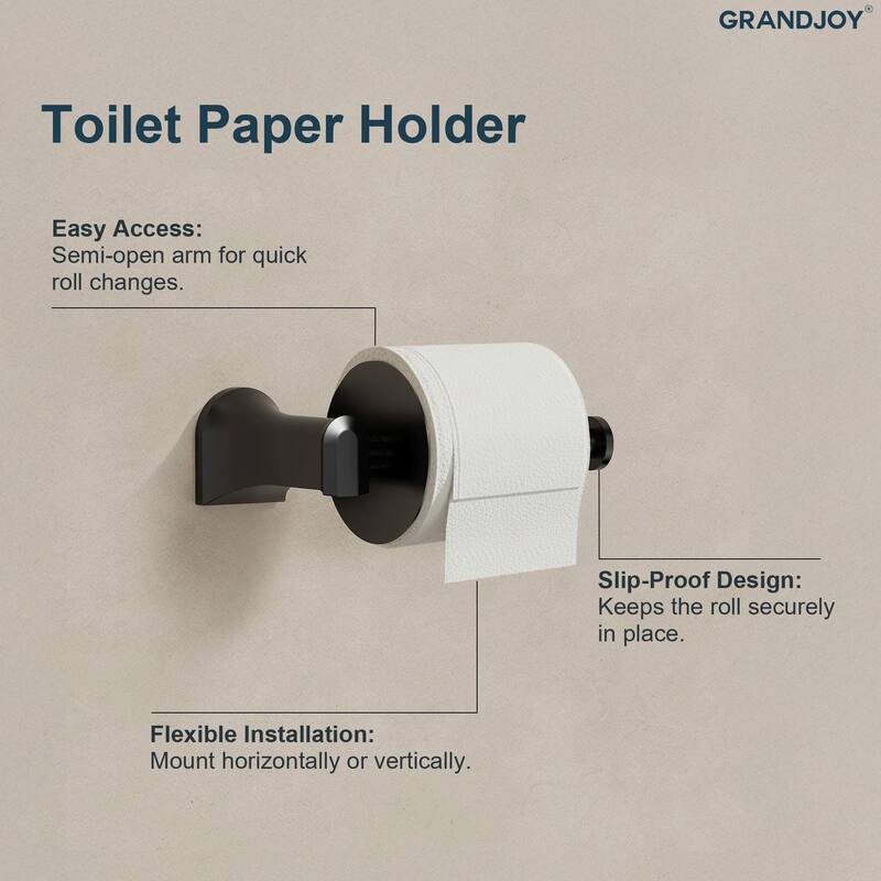 GRANDJOY 4-Piece Stainless Steel Bathroom Hardware Set with Wall Mount Double Towel Bar