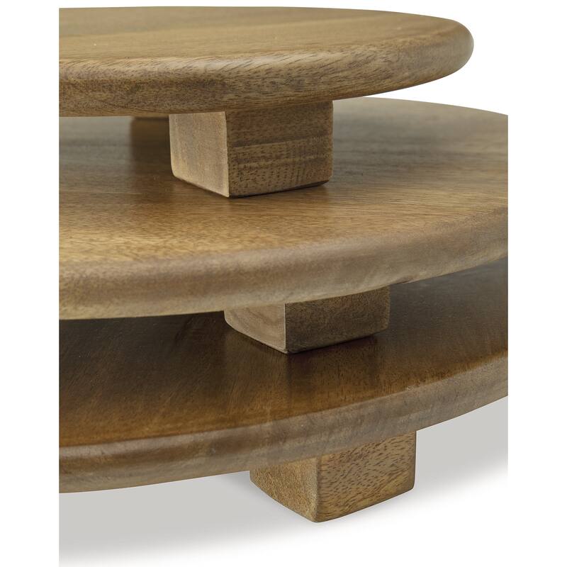 Signature Design by Ashley Kaidler Brown Tray Set (Set of 3) - 18.25" W x 18.25" D x 1.88" H