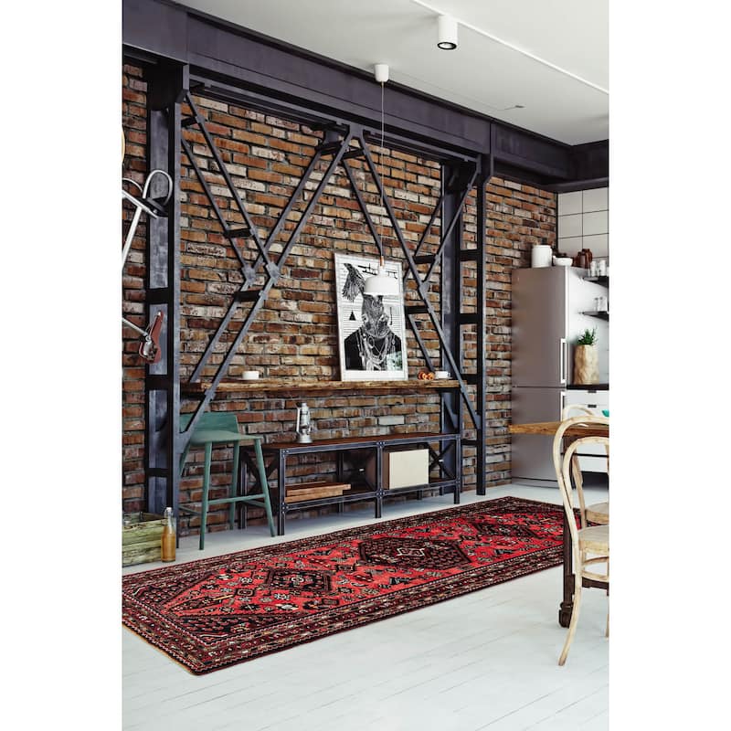 ECARPETGALLERY Hand-knotted Andelz Red Wool Rug - 3' 6" x 10' 3"