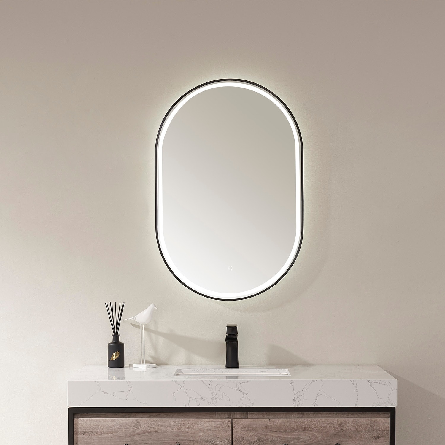 Vinnova 24" " Oval LED Lighted Accent Bathroom / Vanity Wall Mirror