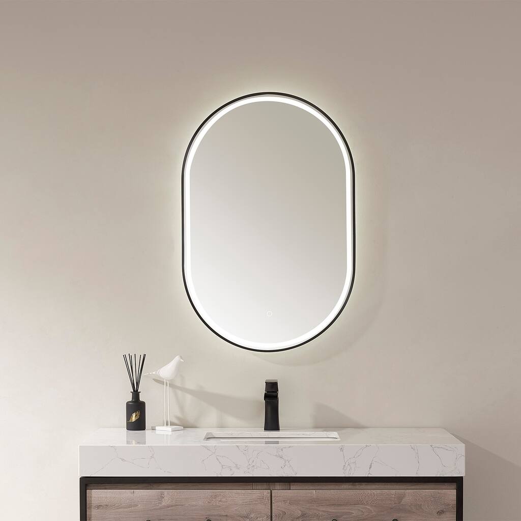 24'' Oval LED Lighted Accent Bathroom/Vanity Wall Mirror - Overstock ...
