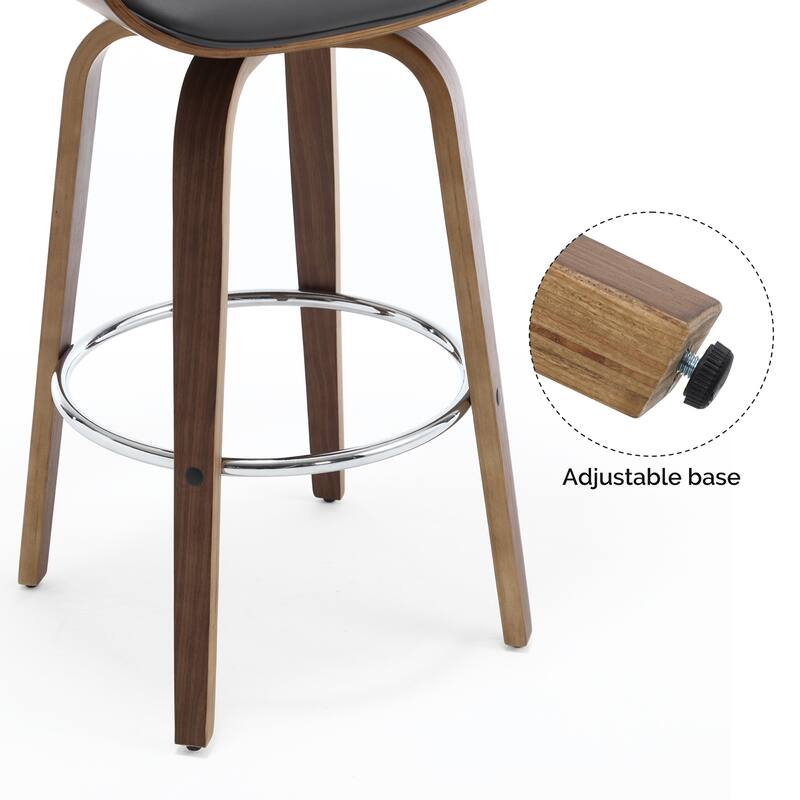 26"/29" Faux Leather Swivel Bar Stools, Wood Counter Stool