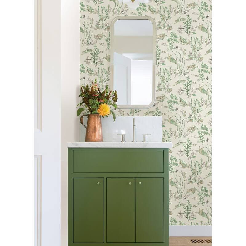 Scalamandre Jade & Sandstone Garparilla Peel & Stick Wallpaper