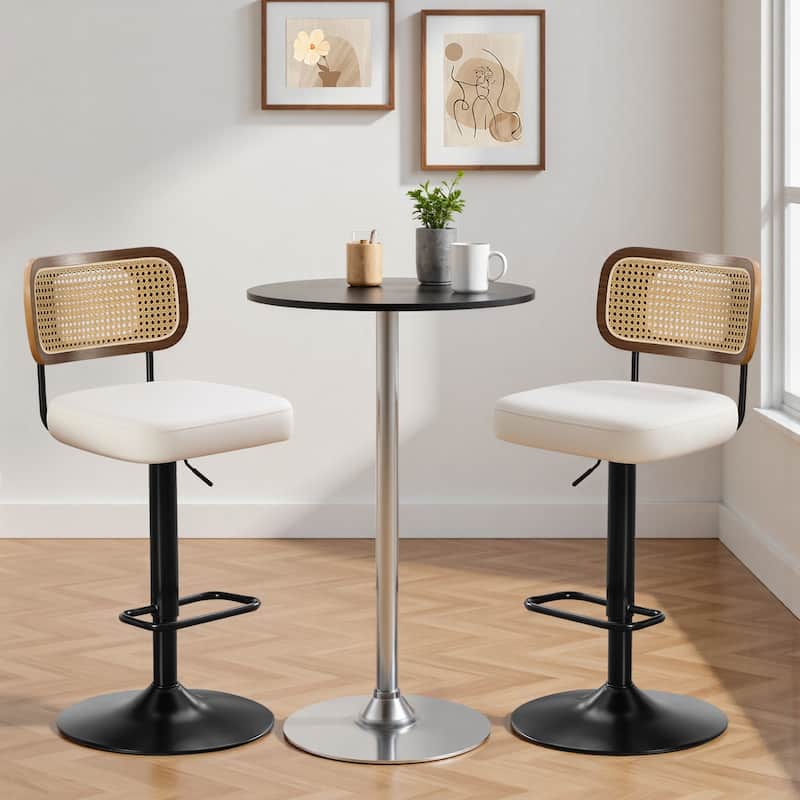 Adjustable Height Swivel Bar Stools with Back and Footrest - 17.7"W x 15.75"D x 35"-42.9"H