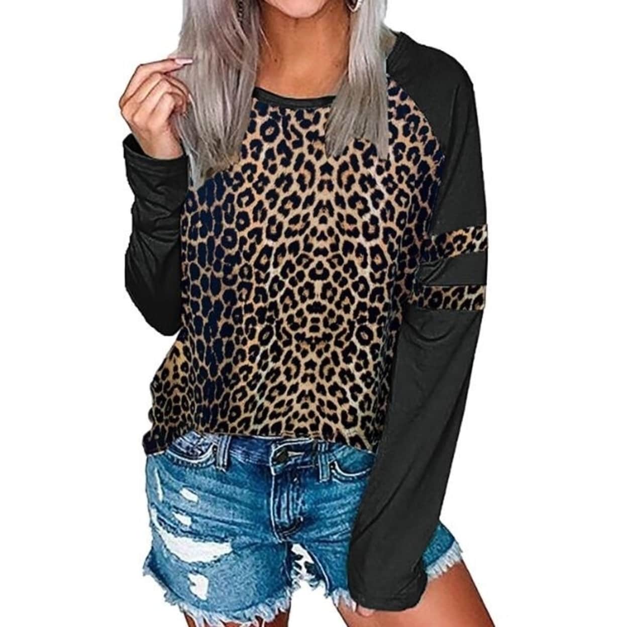 leopard print tunic sweatshirt