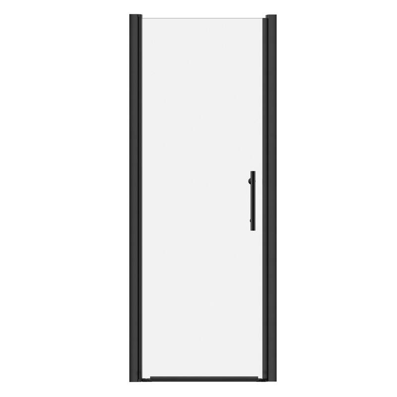 Matte Black Hinged Shower Door 30x75, 6mm Tempered Glass, Headerless, 1.5 in Adjustable, Left/Right In/Out - Matte Black