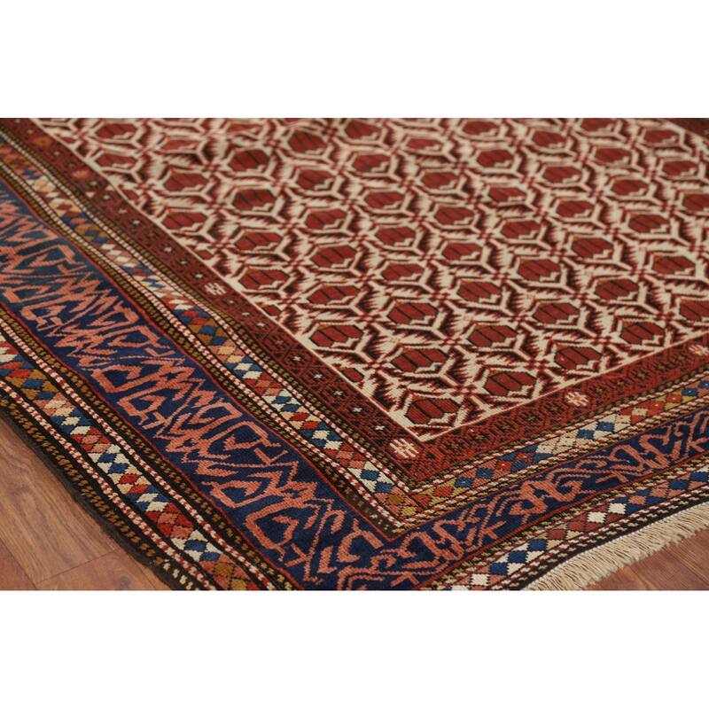 Pre-1900 Antique Vegetable Dye Shirvan Persian Wool Carpet - 4'10" x 8'7"
