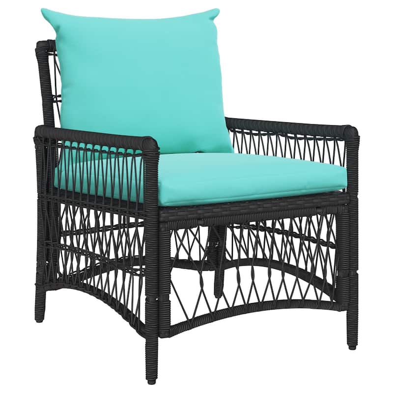vidaXL Garden Chair with Cushions Black 60x70x78 cm Poly Rattan - 24 x 28.7 x 30.3