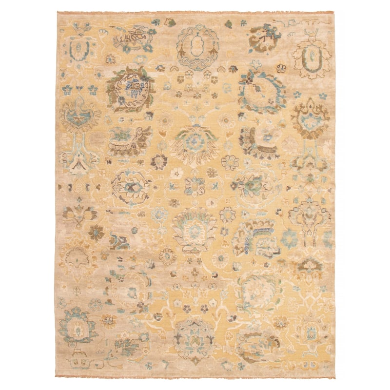 ECARPETGALLERY Hand-knotted Modern Oushak Light Khaki Wool Rug - 9'2 x 11'11 - Light Khaki - 9'2 x 11'11