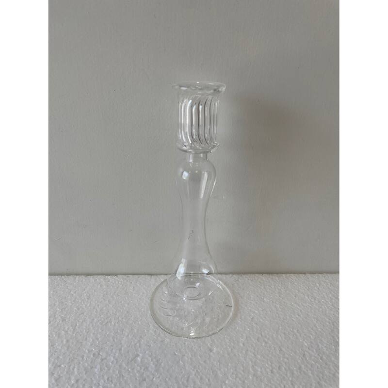 Glass Clear Candle Stand H 7.5" & Dia 3" - CLEAR