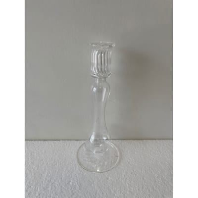 Glass Clear Candle Stand H 7.5" & Dia 3" - CLEAR