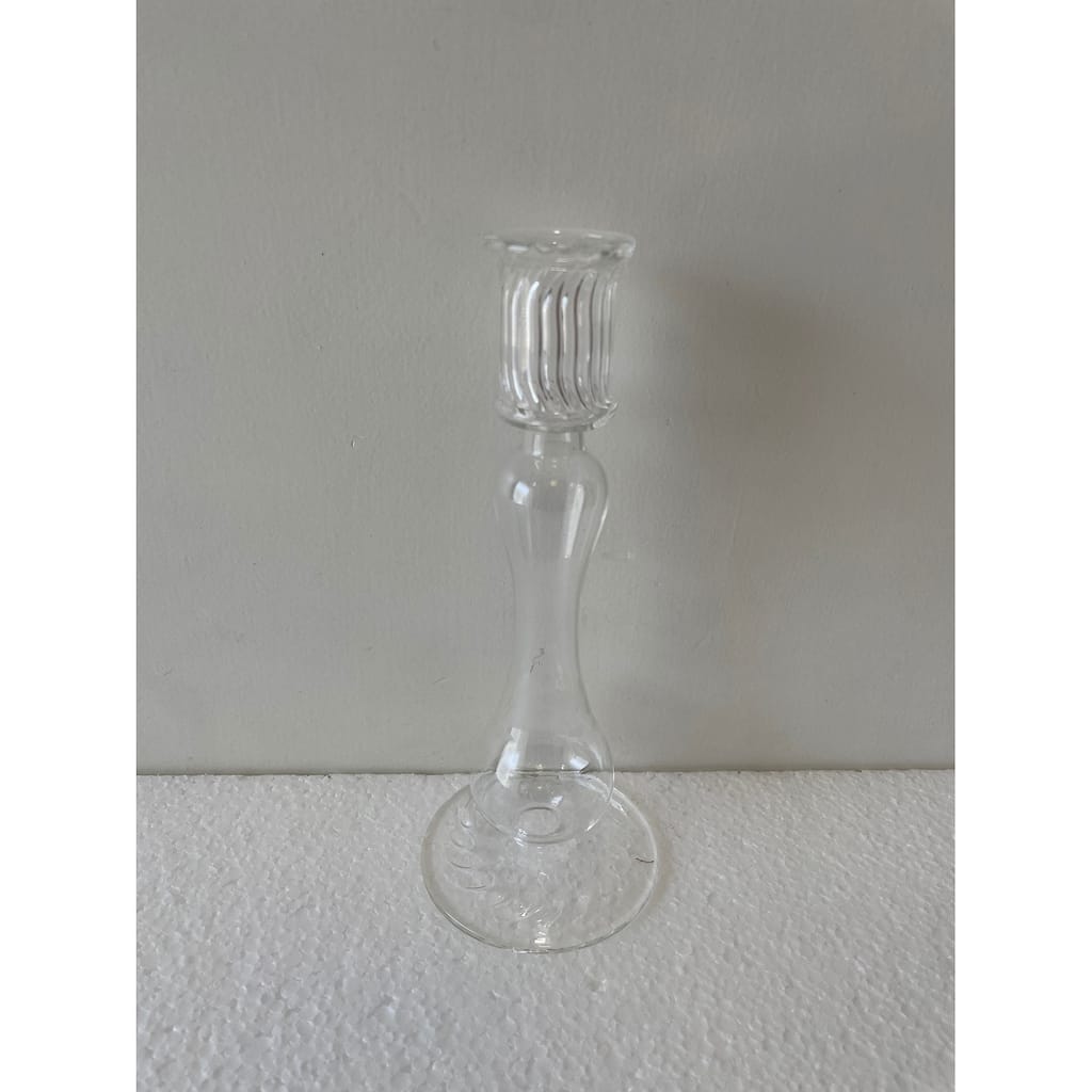 Glass Clear Candle Stand H 7.5" & Dia 3" - CLEAR