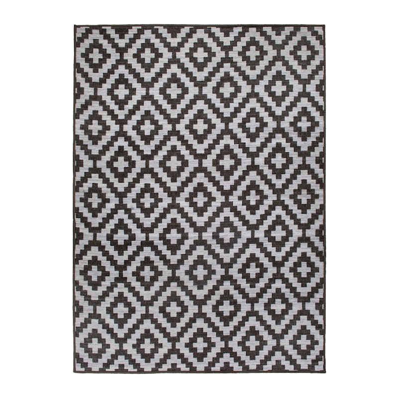 Contemporary Geometric Trellis Indoor/Outdoor Area Rug