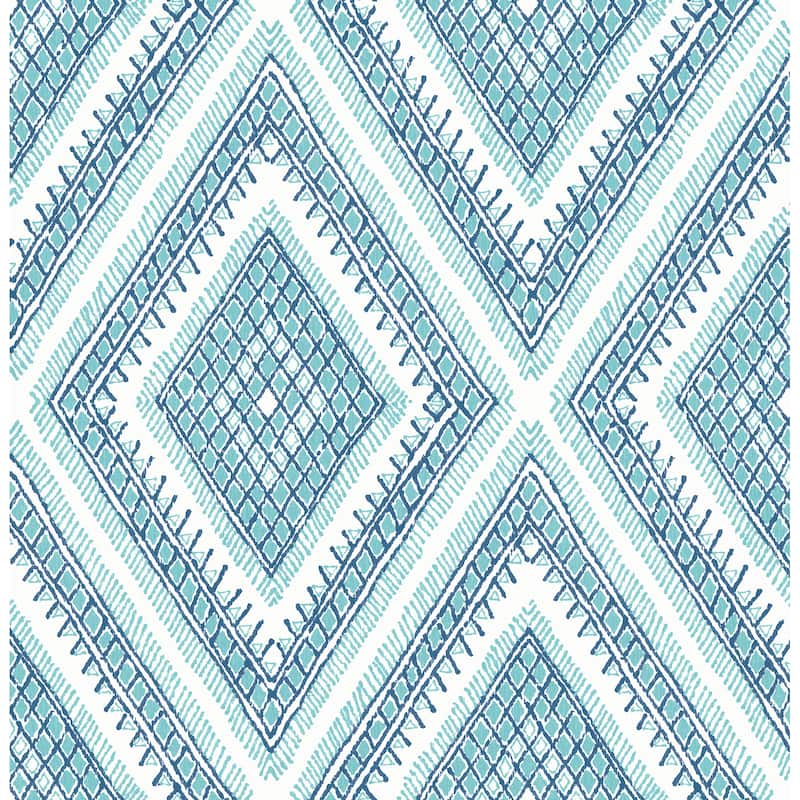A-Street Prints Zaya Blue Tribal Diamonds Wallpaper
