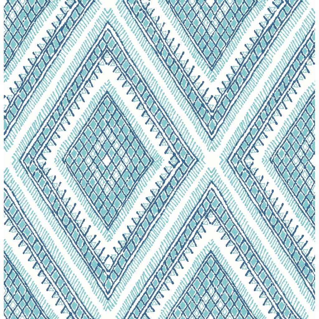 A-Street Prints Zaya Blue Tribal Diamonds Wallpaper