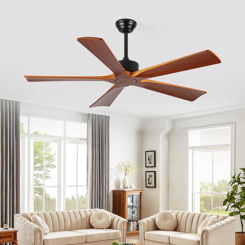 60 inch Ceiling Fan with Remote Wood Indoor Outdoor 5 Blades DC Motor with Light Patio Living Room