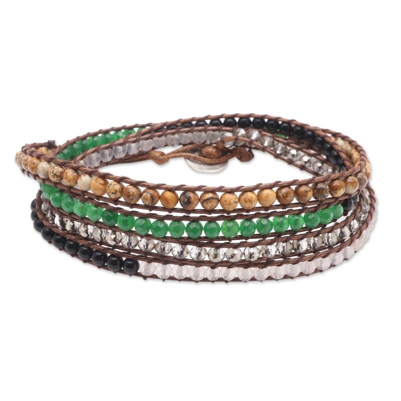 Novica Handmade Earth Song Multi-Gemstone Wrap Bracelet