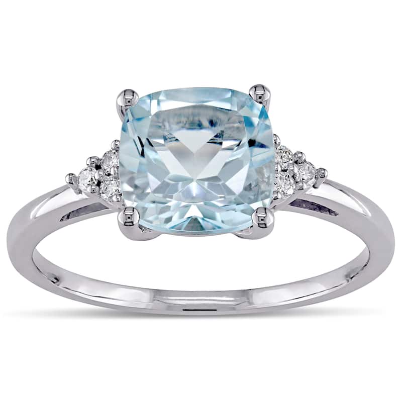 Miadora 10k White Gold Sky Blue Topaz and Diamond Accent Fashion Ring