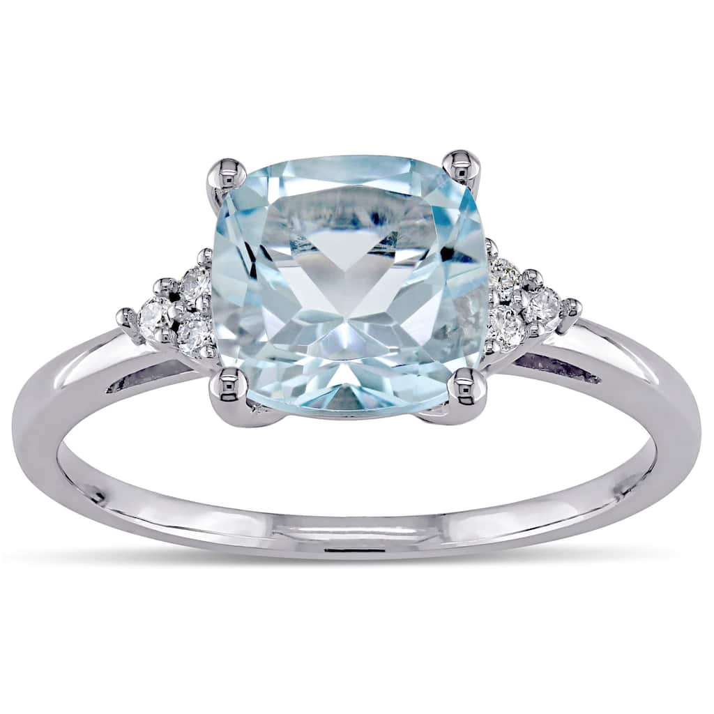 Miadora 10k White Gold Sky Blue Topaz and Diamond Accent Fashion Ring