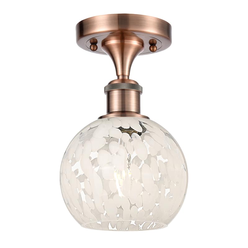 Innovations Lighting 516-1C-10-6 White Mouchette Semi-Flush White - Antique Copper