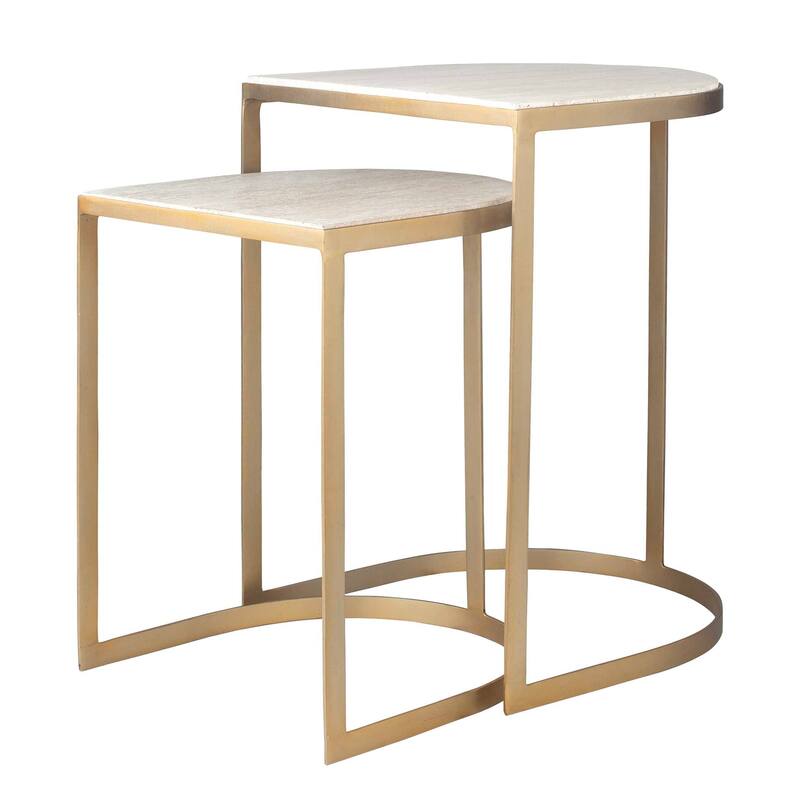 Uttermost Lindon Travertine Nesting Tables Set/2 - 17.25"W x 17.25"D x 24.25"H