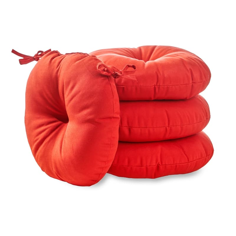 Salsa Red 15-inch Round Outdoor Bistro Chair Cushion (Set of 4)