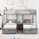 preview thumbnail 2 of 16, Full Over Twin & Twin Bunk Bed, Wood Triple Bunk Bed with 2 Drawers and Guardrails