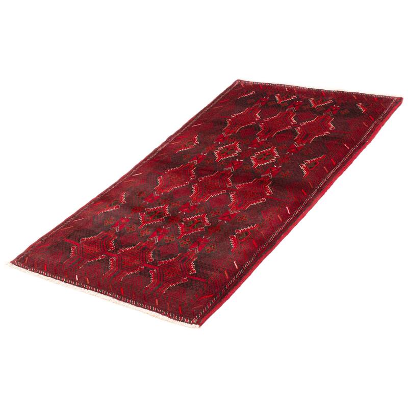 ECARPETGALLERY Hand-knotted Royal Baluch Red Wool Rug - 3'5 x 6'5