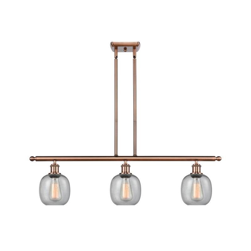 Innovations Lighting Belfast 3 Light 36" Wide Linear Chandelier - Antique Copper / Seedy