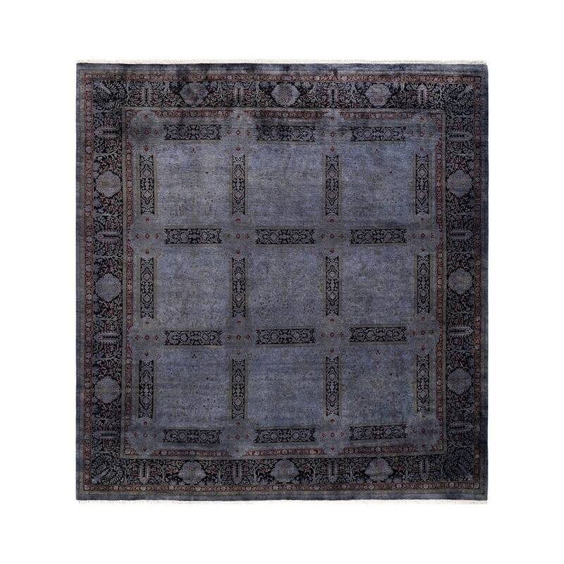 Overton Hand Knotted Wool Vintage Inspired Modern Contemporary Overdyed Gray Square Area Rug - 7' 10" x 8' 5"