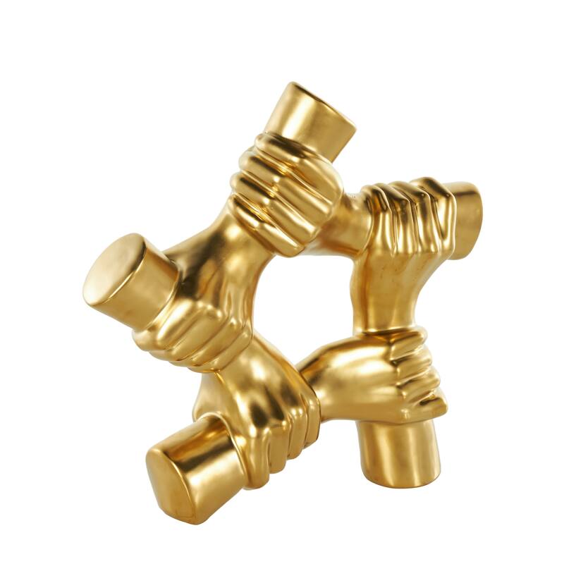Gold Ceramic Gripping Hands Decorative Sculpture