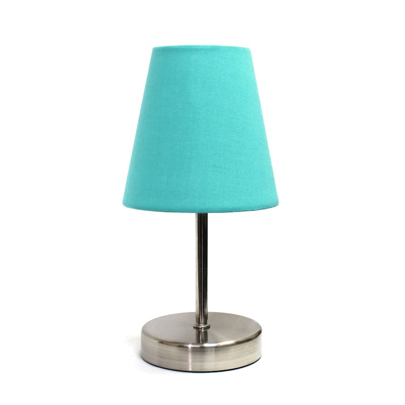 10.5" Petite Metal Stick Lamp in Sw Nickel w Fabric Shade - Sand Nickel/Blue