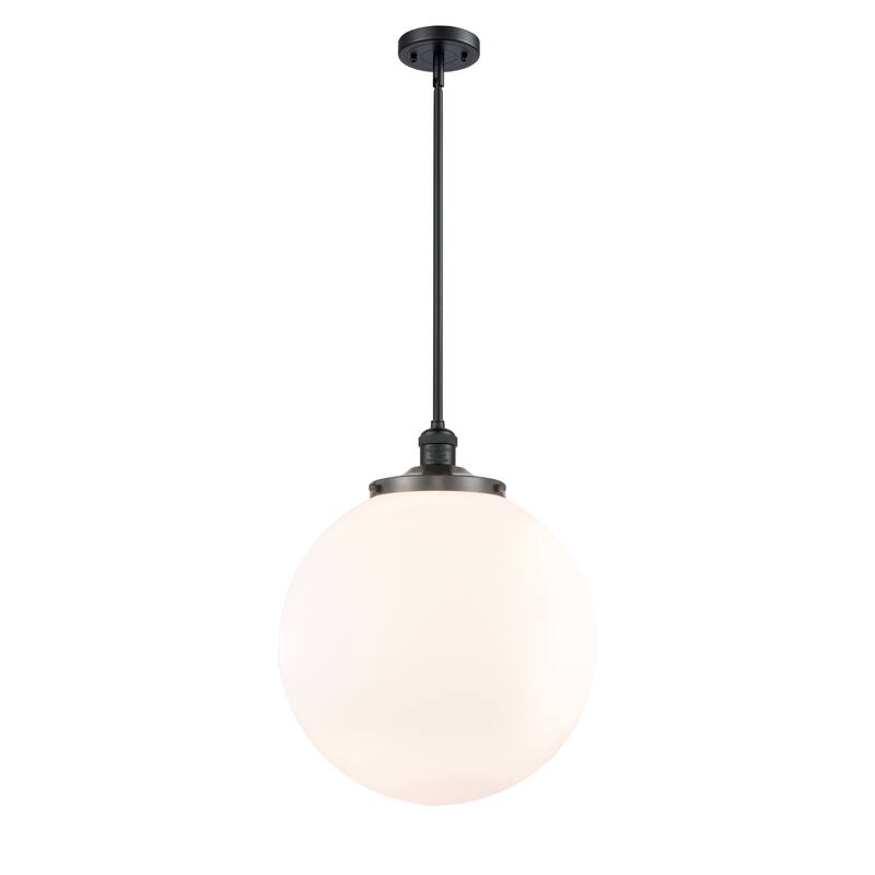 Innovations Lighting Franklin Restoration Beacon - 1 Light 16" Stem Hung Pendant - Matte White/Matte Black