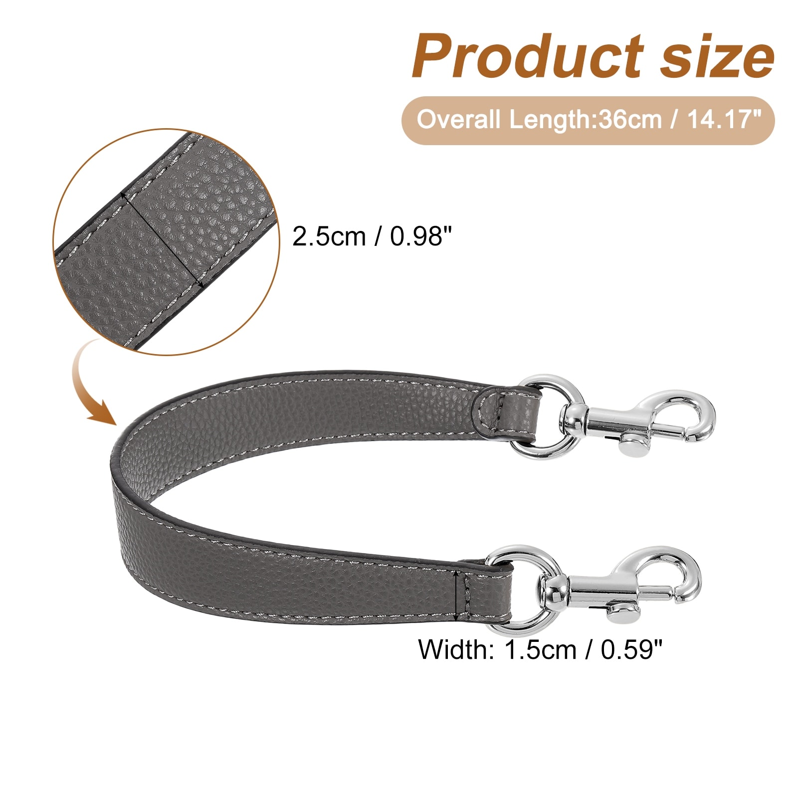 PU Leather Short Bag Strap with Clasp, Purse Handles Handbags Replacement Straps for Clutch Bag
