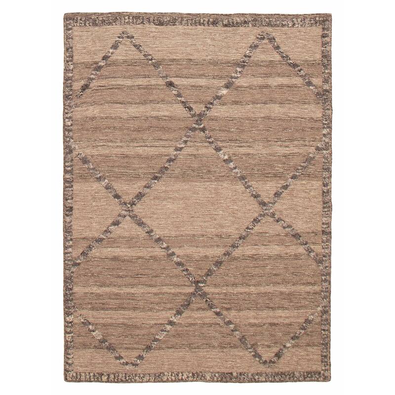ECARPETGALLERY Flat-Weave Marrakech Tan Wool Kilim - 5'3 x 7'6 - Tan - 5'3 x 7'6