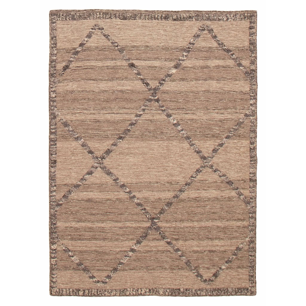 ECARPETGALLERY Flat-Weave Marrakech Tan Wool Kilim - 5'3 x 7'6