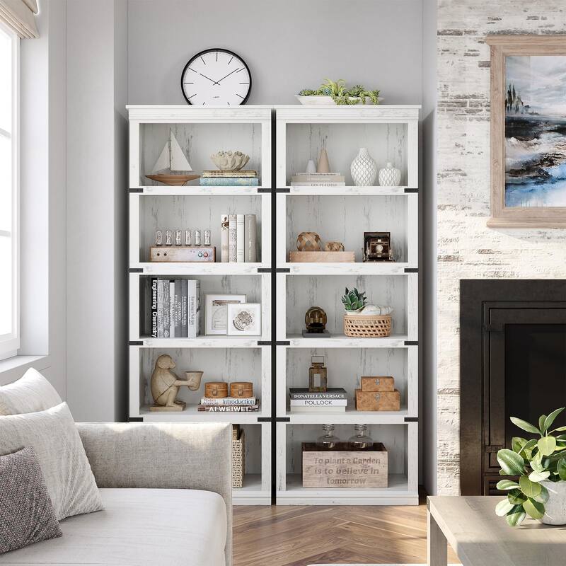 67.4" Tall Farmhouse 5-Tier Bookcase for Home Office