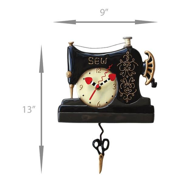 Allen Designs Vintage Stitch Sewing Machine Pendulum Wall Clock - 13 X 9 X 2.5 inches