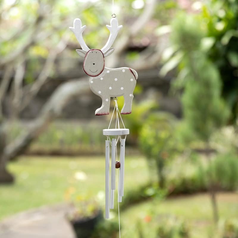 Novica Handmade Delightful Reindeer Wood Wind Chime - Brown