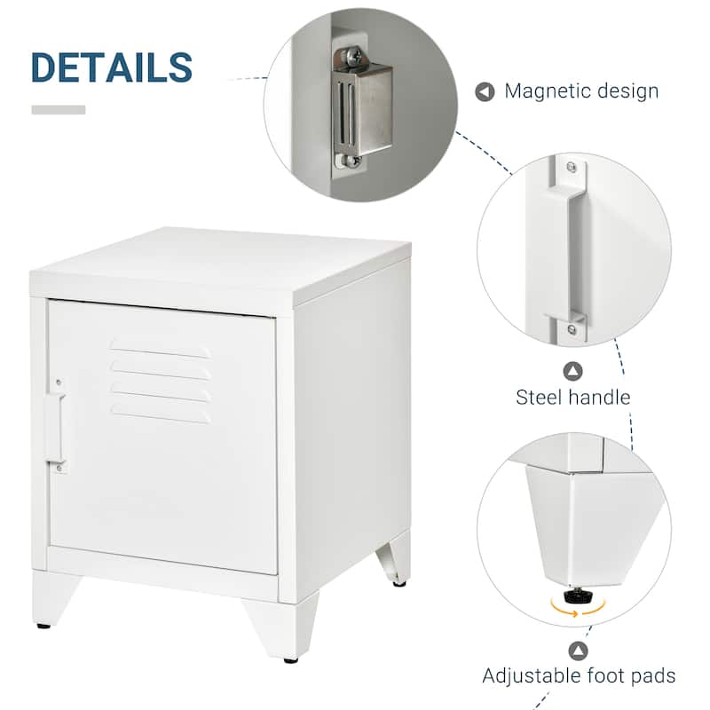 HOMCOM Industrial End Table, Living Room Side Table with Locker-Style Door and Adjustable Shelf - 15.75"x15.75"x19.75"