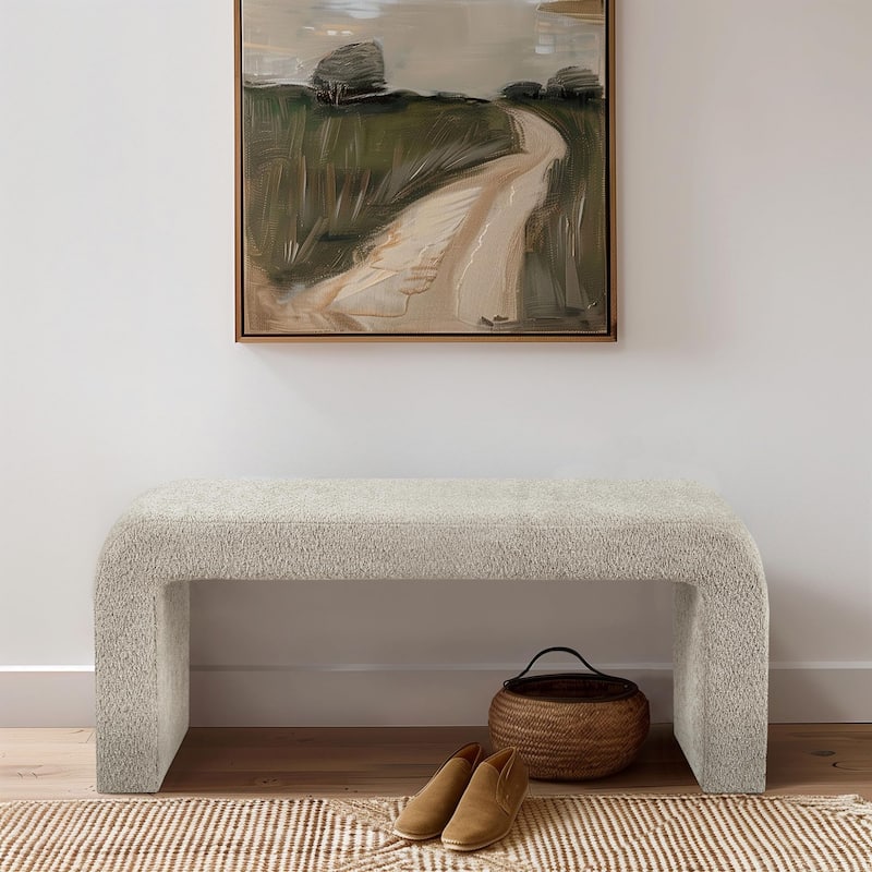 INK+IVY Steve Boucle Waterfall Bench - 42"W - Beige