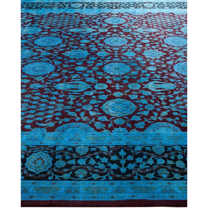 Overton Hand Knotted Wool Vintage Inspired Modern Contemporary Overdyed Black Area Rug - 8' 1" x 10' 1"