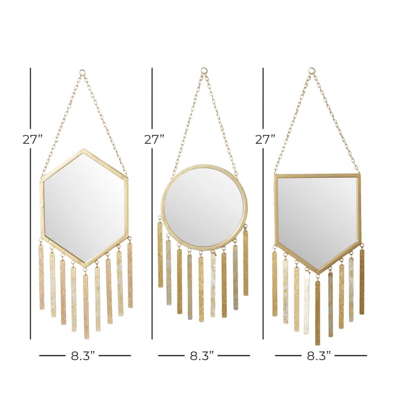 Gold Iron Farmhouse Wall Mirror (Set of 3) - 8 x 0 x 27