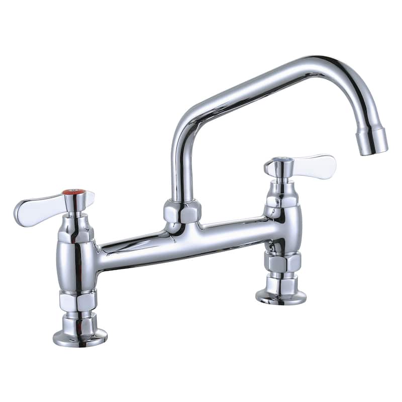 WOWOW Minimalist Bridge-Style Desk-Mounted Dual-Handle Faucet - 8" Desk Mount