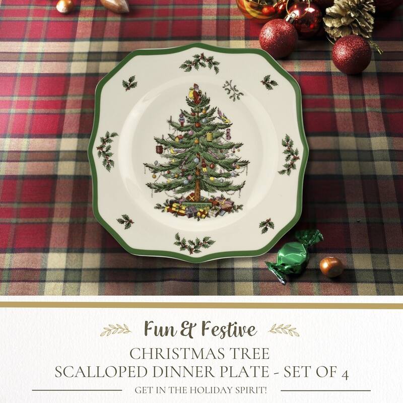 Spode Christmas Tree Scalloped Dinner Plate - 10.5 inch