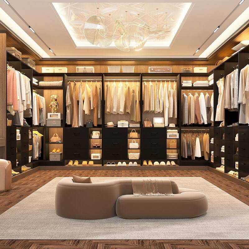 Cimly 30'' W Freestanding Closet System with Hanging Rod, Closet Organizer with Drawers and Shelves