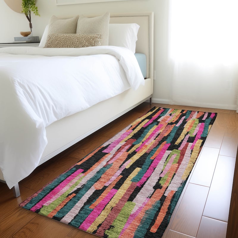 Machine Washable Indoor/ Outdoor Contemporary Chantille Rug - Pink - 2'3" x 7'6"
