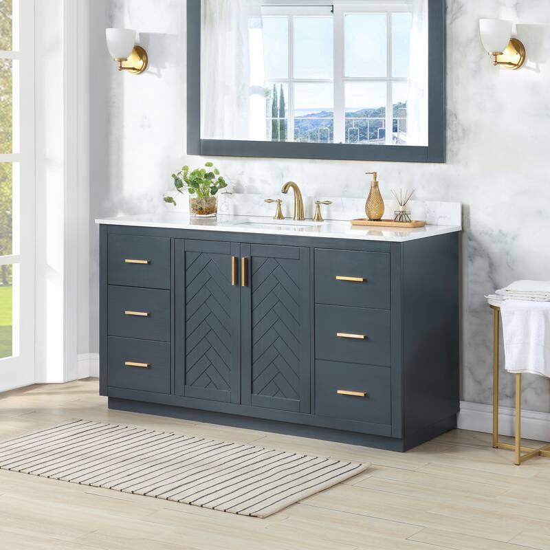 Altair Gazsi Bathroom Vanity with Composite Stone Countertop without Mirror