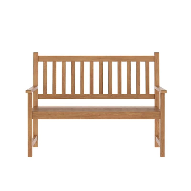 Solid Acacia Wood Indoor/Outdoor Patio Bench/Slatted Loveseat for 2